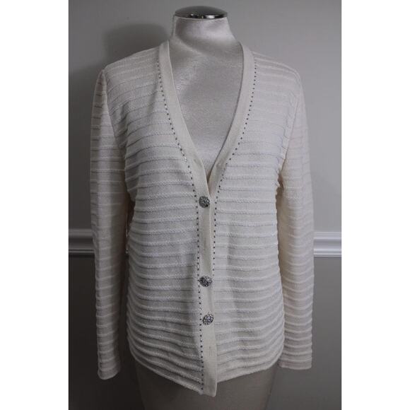 ST.JOHN EVENING Women's Cream rhiinestone jacket Size M (jo100